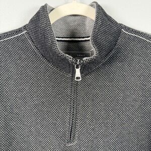 BKE Men Quarter Zip Pullover Sweater Small Black White Pattern B1220 Long Sleeve